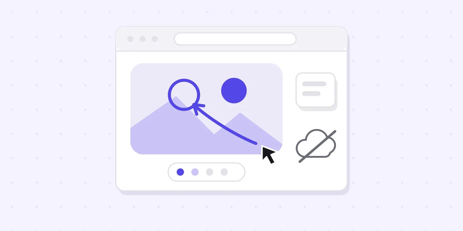 A photo being marked up in the browser — a circled detail, an arrow, a note — with nothing leaving the computer.